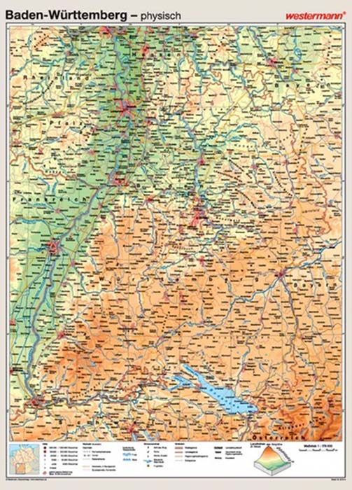 Baden-W�rttemberg - physisch / politisch